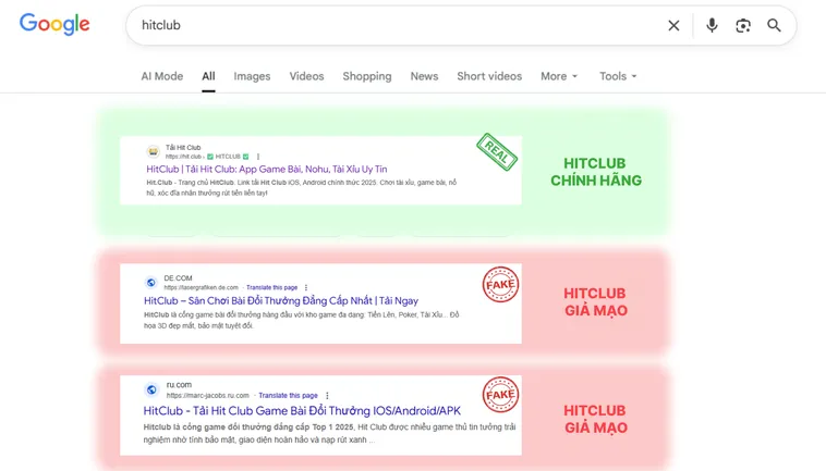 Bóc Trần Website HitClub Giả Mạo 99% Game Thủ Không Biết 3 Chữ “Hit.Club” trên logo thật rõ ràng và font đồng bộ, trong khi logo giả Hit.Club có font lệch hoặc sai kiểu.